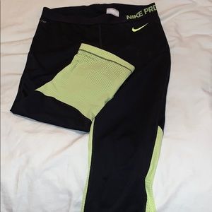 Nike neon yellow calf length leggings